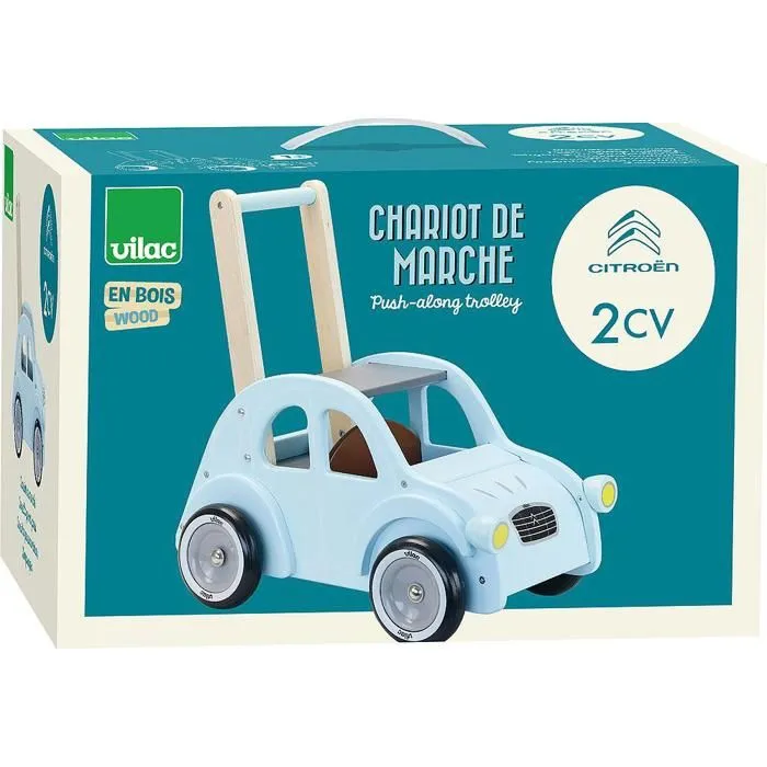 Chariot de marche - Vilac - Citroën 2CV - Bois - Rouge - Mixte-3