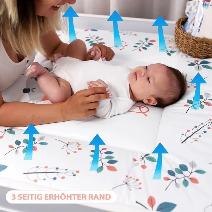 Matelas à langer lavable 85 x 75 cm - Pour table à langer, commode à langer, lit d'enfant Motif Renard-2