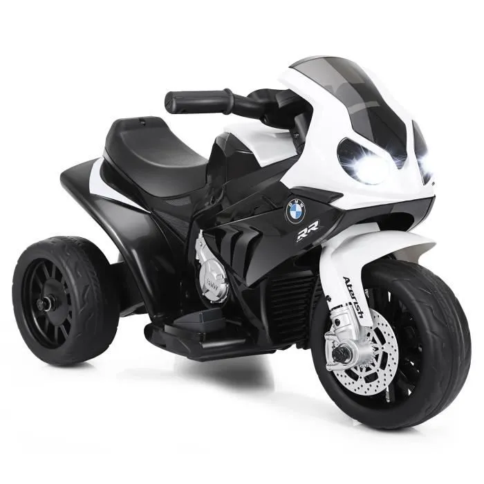 COSTWAY BMW Moto Electrique pour Enfants 6V/4Ah,3 Km/h avec Phare, Musiques 3 Roues 1,5-3 Ans Noir-0
