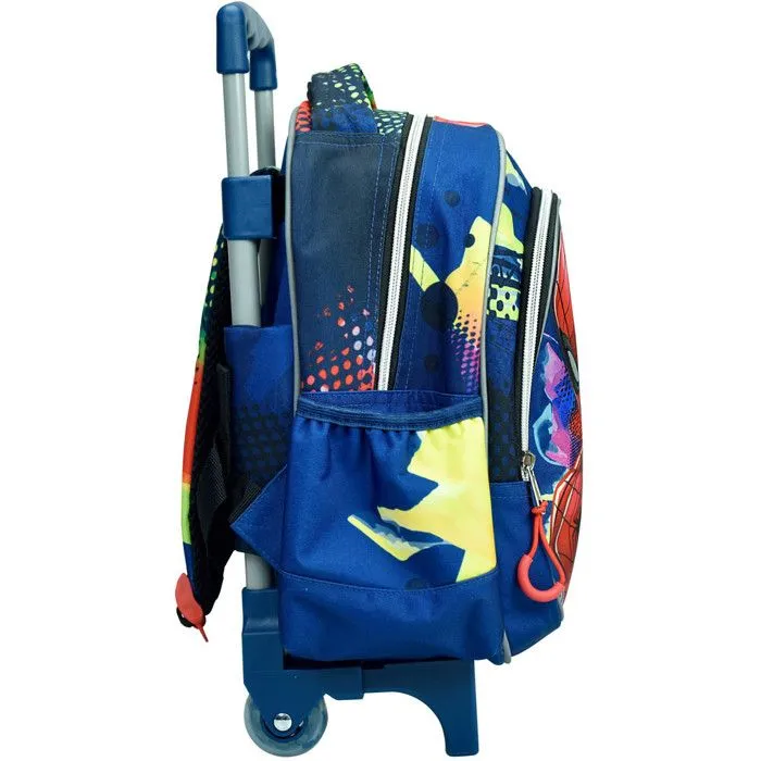 Sac à dos à roulettes Spiderman Marvel Bleu 30 CM Trolley Maternelle-1