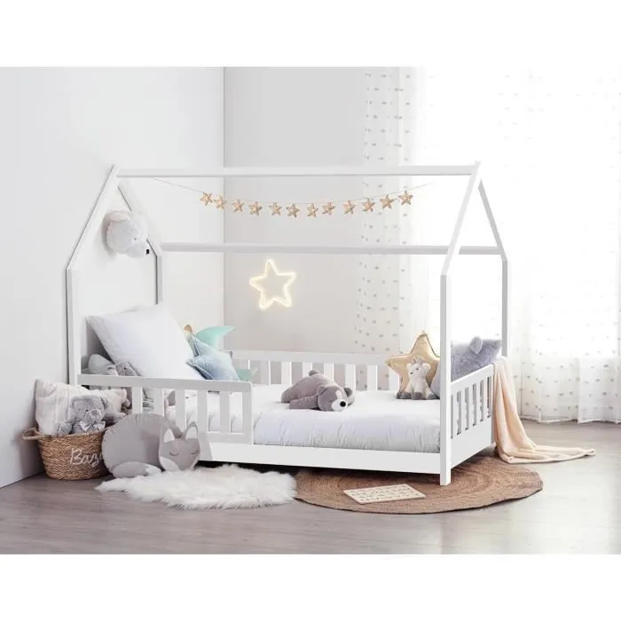 Lit Cabane - LAÏBA KIDS - Oasis Des Rêves - 90x190 cm - Blanc - Enfant-1