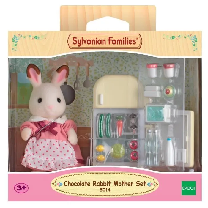 SYLVANIAN FAMILIES - 5014 - Set Maman Lapin Chocolat et Réfrigérateur avec Accessoires - Pour Enfants dès 3 Ans-2