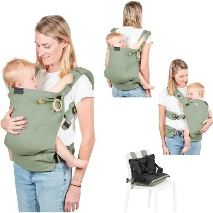 Bebeboutik Babymoov Porte bebe physiologique evolutif en Rehausseur nomade Moov Boost Vert