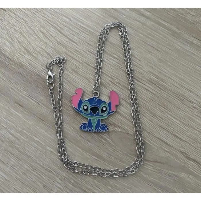 Collier stitch kawaii pendentif argenté bijoux fantaisies femme enfant cadeau lilo-2