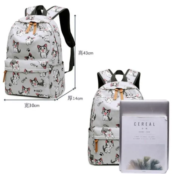 Sac À Dos Filles Chat - AMOUNE - Primaire - Gris - Toile-3