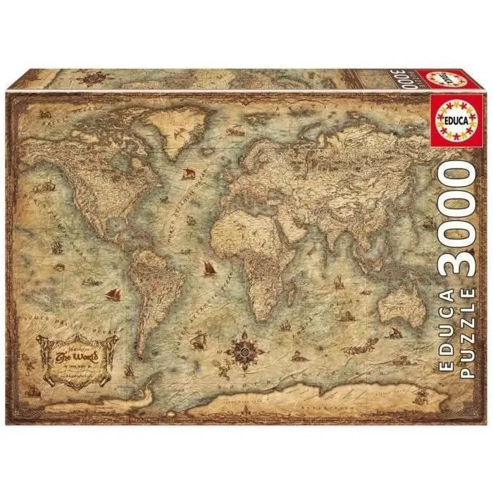 Puzzle PLANISPHÈRE - 3000 pièces - Marque EDUCA - Voyage et cartes-2