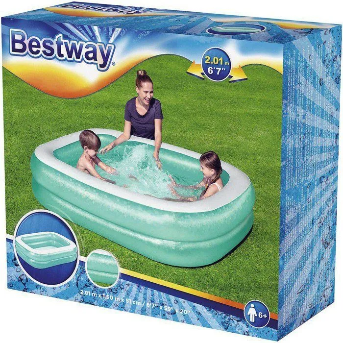 Piscine gonflable pour enfants- Bestway - Rectangulaire - 201 x 150 x 51 cm - Bleu-3
