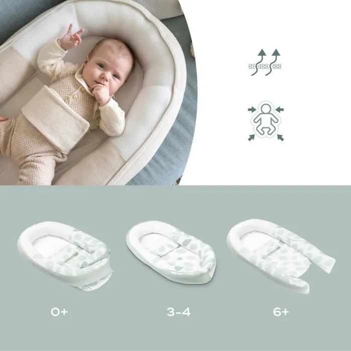 Doomoo Réducteur de Lit bébé Cocoon, Evolutif & Respirant, Jersey Sand-3