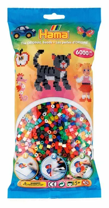 Jeu de perle a repasser - jeu de perle a fixer Hama perlen - 205-68 - Midi Lot de 6000 perles a repasser Multicolore-0