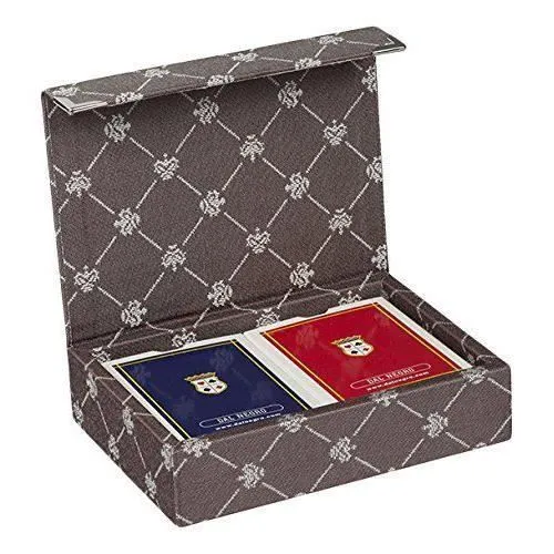 Dal Negro 804521 - JEUX/JOUETS - JEUX DE CARTES - -ndash; Porte cartes de jeu Prestige : Poker et Ramino, marron-0