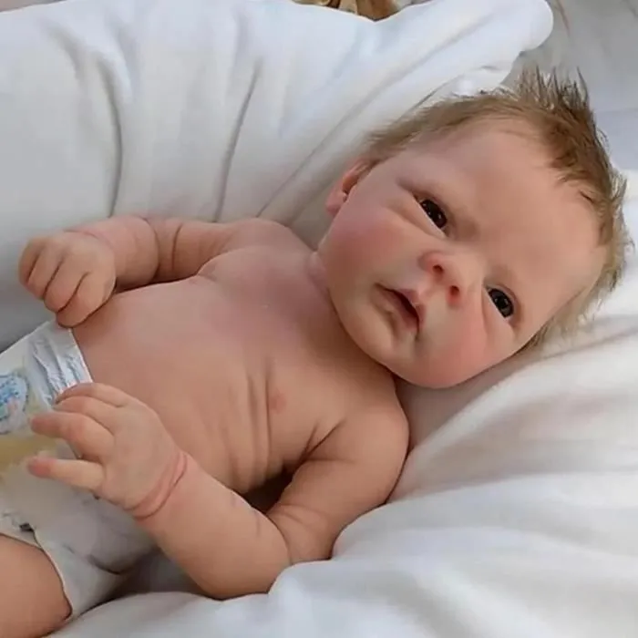46 cm bébé reborn simulation bébé reborn bébé yeux bleus garçon peut entrer dans l'eau-2