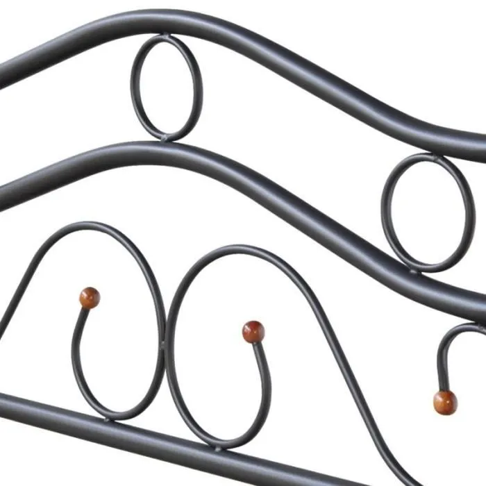 Lit - HOMESTYLE4U - 2269 - Métal bois foncé - 1 place - Sommier et matelas inclus-3