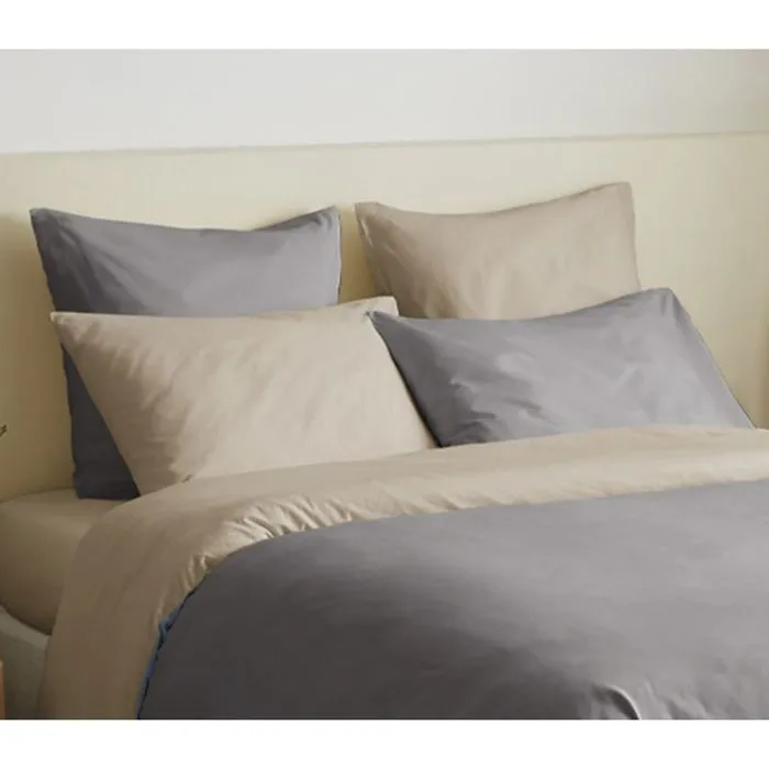Pack complet 6 pièces Taupe/Lin réversible housse de couette pour lit 180 x 200 cm "King size"-2