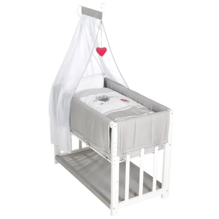 Berceau Cododo Complet ROBA - Adam et Eule - Blanc - Hauteur Réglable - Matelas Inclus-0
