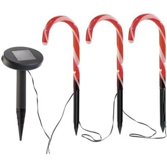 Luminaires - INFACTORY - Cannes de sucre d'orge solaires à LED - 3 m - Rouge - Extérieur-0
