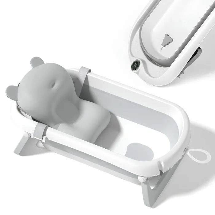 Baignoire Bébé Pliable avec Coussin de Bain et Thermomètre Intégré - SUPERBE BEBE-0