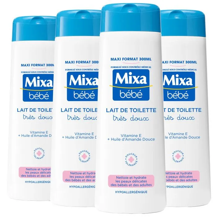 Lait de Toilette - Mixa - Bébé - 300ml - Hypoallergénique - Lot de 4-0