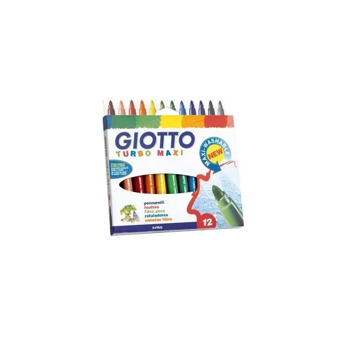 Pennarello - Giotto - Turbo Maxi - 12 pezzi - Noir - Pointe Ø 5 mm - Lavable-1