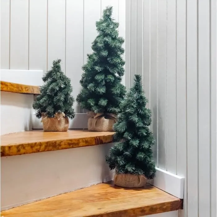 50cm Petit sapin de noel artificiel | Mini sapin | Decoration noel | Vert foncé | Naturel | Ambiance de fêtes | Support en jute-2