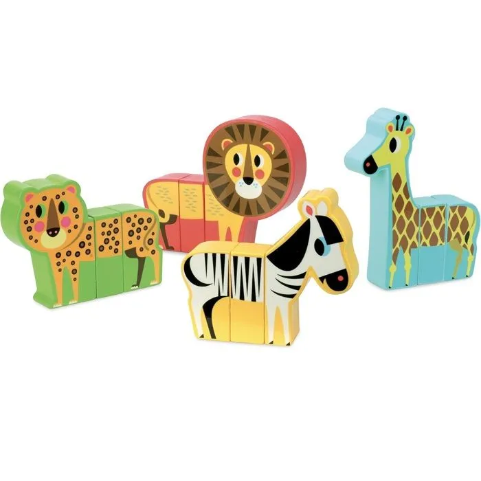 Coffret de 4 animaux aimantés à recomposer - VILAC - Rigol'Animo Savane - Enfant - Mixte - A partir de 2 ans-1