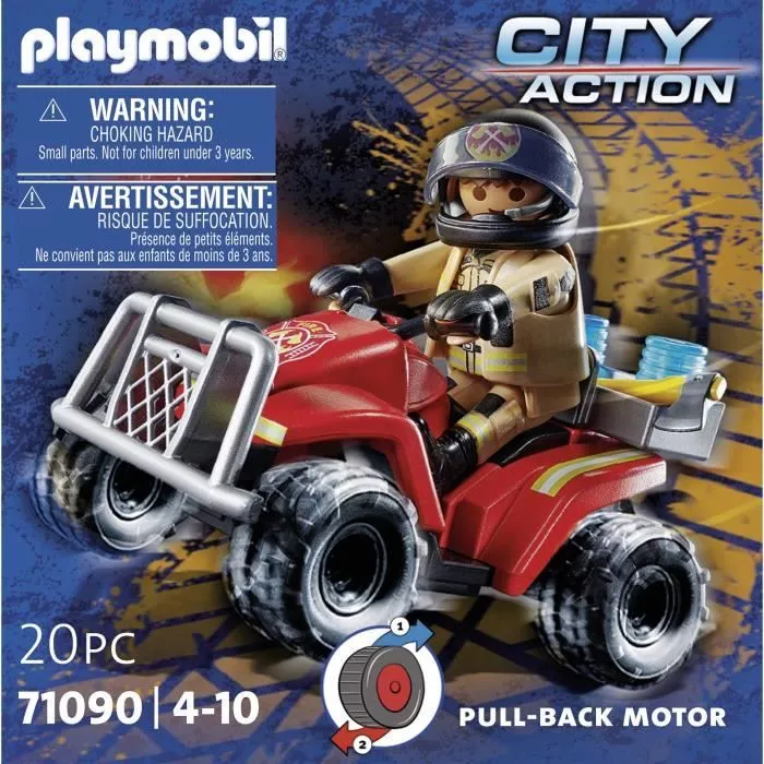 PLAYMOBIL 71090 Pompier et quad, City Action, Les pompiers, 20 pièces, Dès 4 ans-4