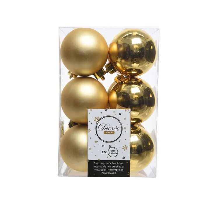 Boules de Noël - Alpine - Lot de 12 - Plastique - 6 cm - Couleur Or-0