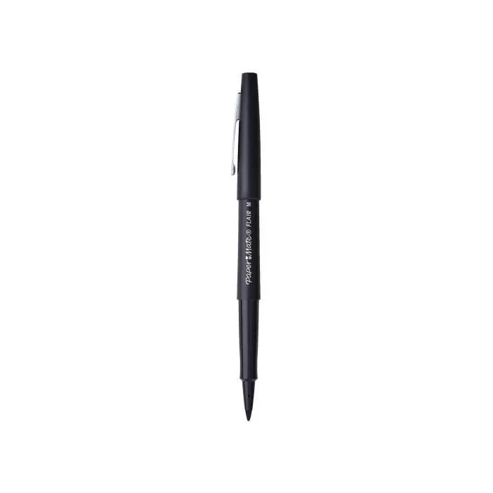 Paper Mate Flair Original - 5 Feutres - Noir - pointe moyenne 0.7 mm, Sous blister-1