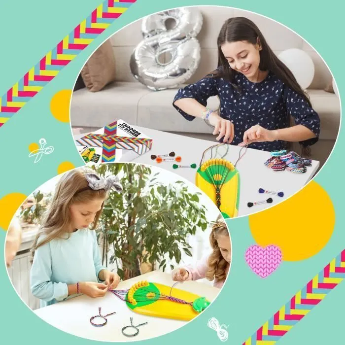 Kit Bracelet Fille, Kit d'artisanat de Bracelet d'amitié pour Filles 6-12 ans, DIY Kit Créatif Enfant Cadeau de Anniversaire-1