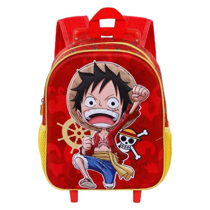 Sac à dos 3D à Roulettes Petit - One Piece Luffy - Rouge- Taille Unique-1