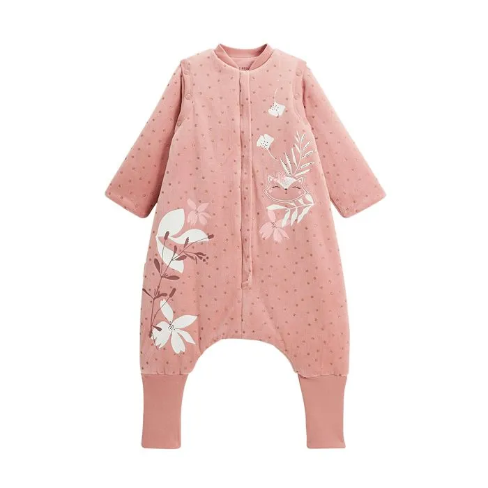 Turbulette d'hiver en velours avec pieds retroussables et manches amovibles bébé Rosa-0