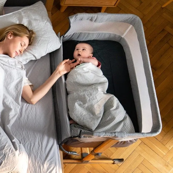 LIONELO Leonie - Lit évolutif cododo avec matelas - De 0 Kg à 9 Kg - Hauteur et inclinaison réglables - Beige-1