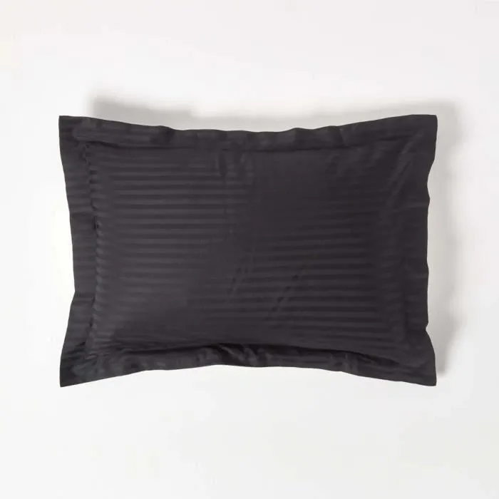 Taie d'oreiller en satin de coton égyptien Noir 330 fils-0