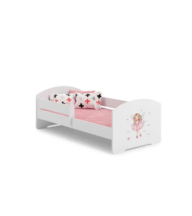 Lit enfant fille LOU avec balustrade et matelas inclus - Fée rose - 140 cm x 70 cm-0