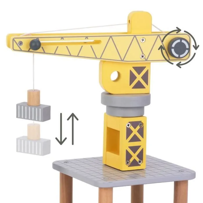 Grue portuaire mobile - Ensemble en bois - Treuil magnétique - Pour enfants à partir de 4 ans - Mixte-1