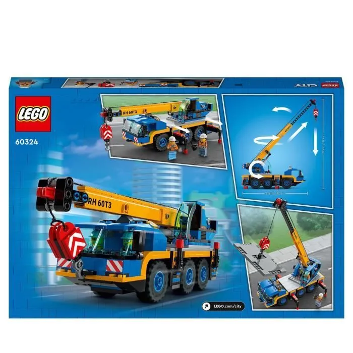 LEGO City La Grue Mobile 60324 - Camion Jouet Engin de Chantier avec Plaque de Route - Cadeau Garçons et Filles 7 Ans-5