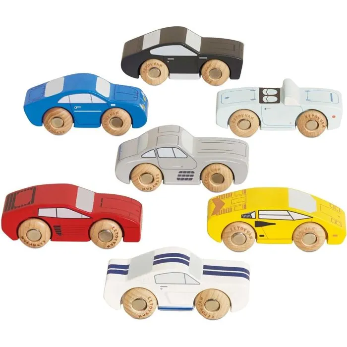 Véhicules miniatures en bois - Le Toy Van - Set de voitures de sport - 7 voitures - Certifiées FSC - Mixte-0