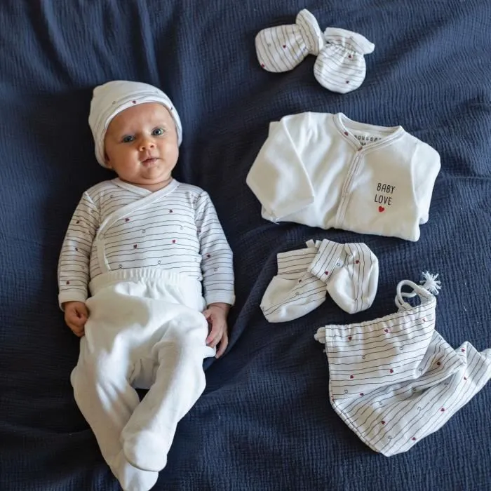Trousseau bébé - Trois Kilos Sept - Unisexe - Velours - 7 pièces - Blanc-1