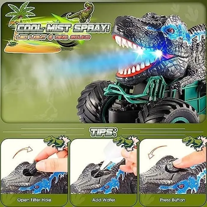 Jouet Voiture Télécommandée - Dinosaure - Tout Terrain - Éclairage LED - Pour Enfants 3-8 Ans-3