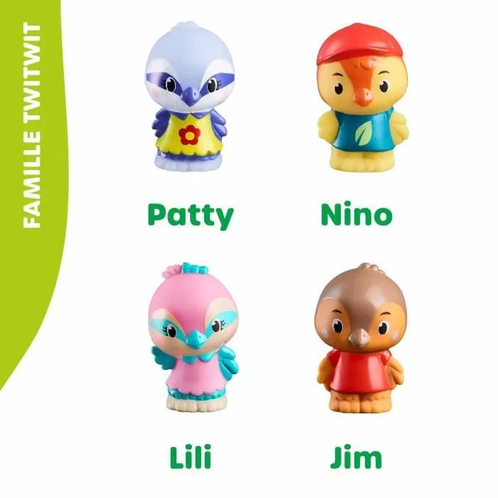 Lot de 4 personnages famille Twitwit - VULLI - Les Klorofil - Garçon et Fille - 18 mois-0