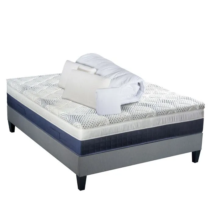 Pack Castellane 140x190 cm Matelas Mousse + Sommier Bois + Accessoires-0