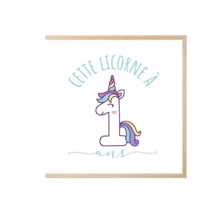 Boite Coffret en Bois - Cette Licorne À 1 Ans Anniversaire Celebration Enfant Cadeau (11 x 11 x 3,5 cm)-2