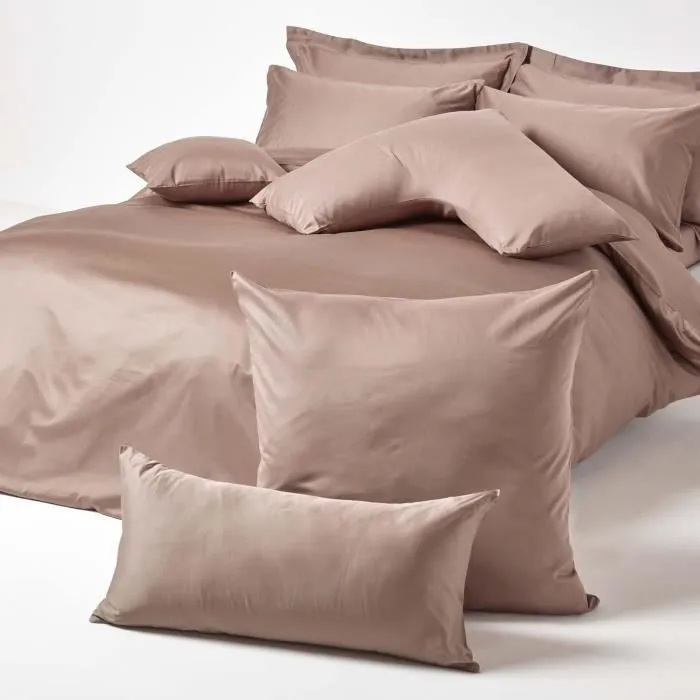 Taie d'oreiller - Homescapes - Marron - 100% coton bio - 400 fils - 40 x 40 cm-3