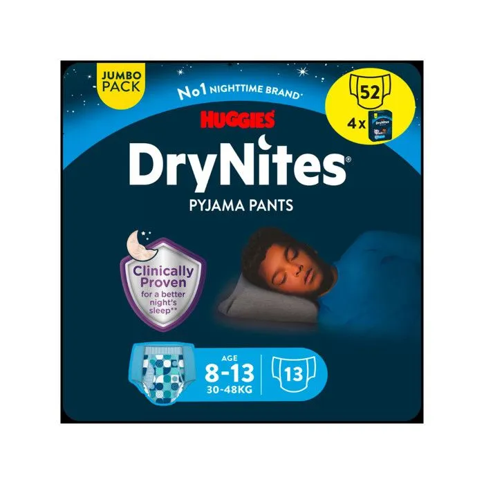 DryNites Couche de Nuit pour Garçon 8-15 Ans 27-57 kg (4x13)-0