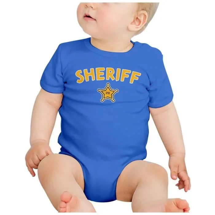 Body Bébé Manche Courte Bleu Sheriff Etoile Police Far West BD-1