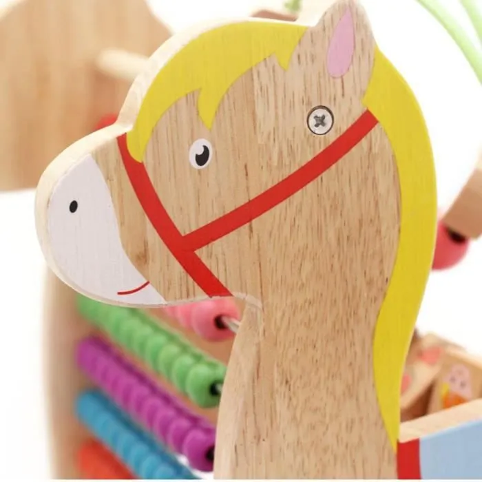 Centre d'activités en Bois Cube Bébé,Labyrinthe Perle Mathématiques Montessori Jeu Boulier Jouets éducatifs pour Enfants M373-3