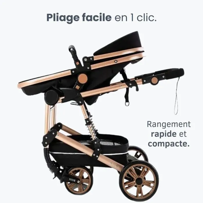 Poussette 3 en 1 Bébé Combinée Siège-Auto Nacelle Réversible Réglable Haute Qualité Roues increvables Canne rouge.bazarland30-5