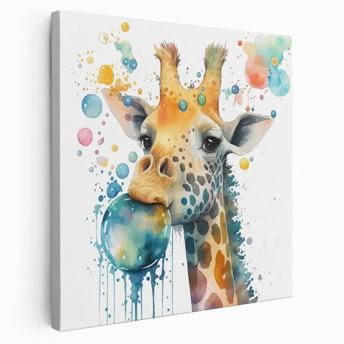 Tableau toile Enfants Carré - Girafe coloré 3617689718224 - 20x20 cm-0