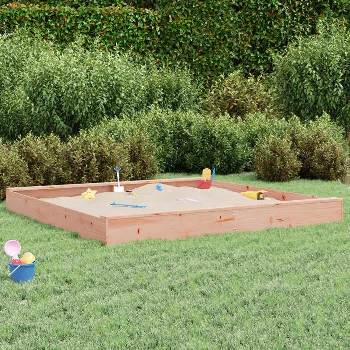 vidaXL Bac à Sable avec Sièges, Jeu de Sable pour Enfants, Aire de Jeux pour Tout-petits Jardin Extérieur, Carré Bois Massif 825049-0