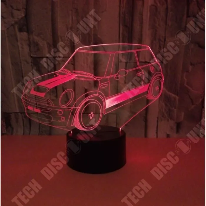 TD® Veilleuse 3D Tableau Bureau Lampes 3D Glow LED Décoratif USB Voiture 7 Couleurs-3