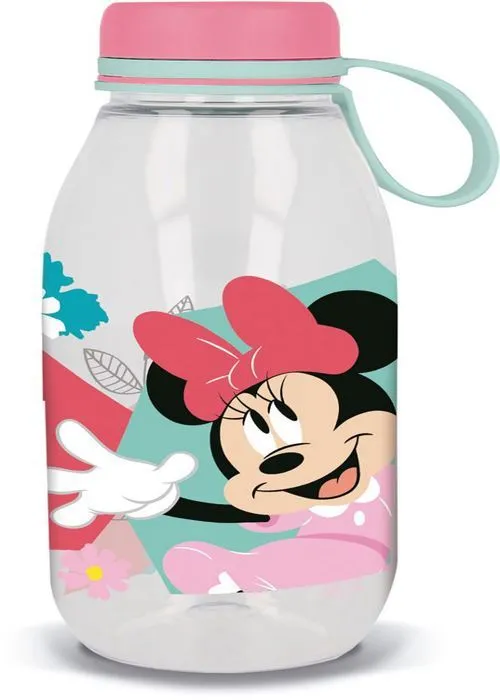 Tataway Gourde transparente Disney Ecozen pour fille en tritan Minnie 460 ml avec bouchon et anse en silicone-0